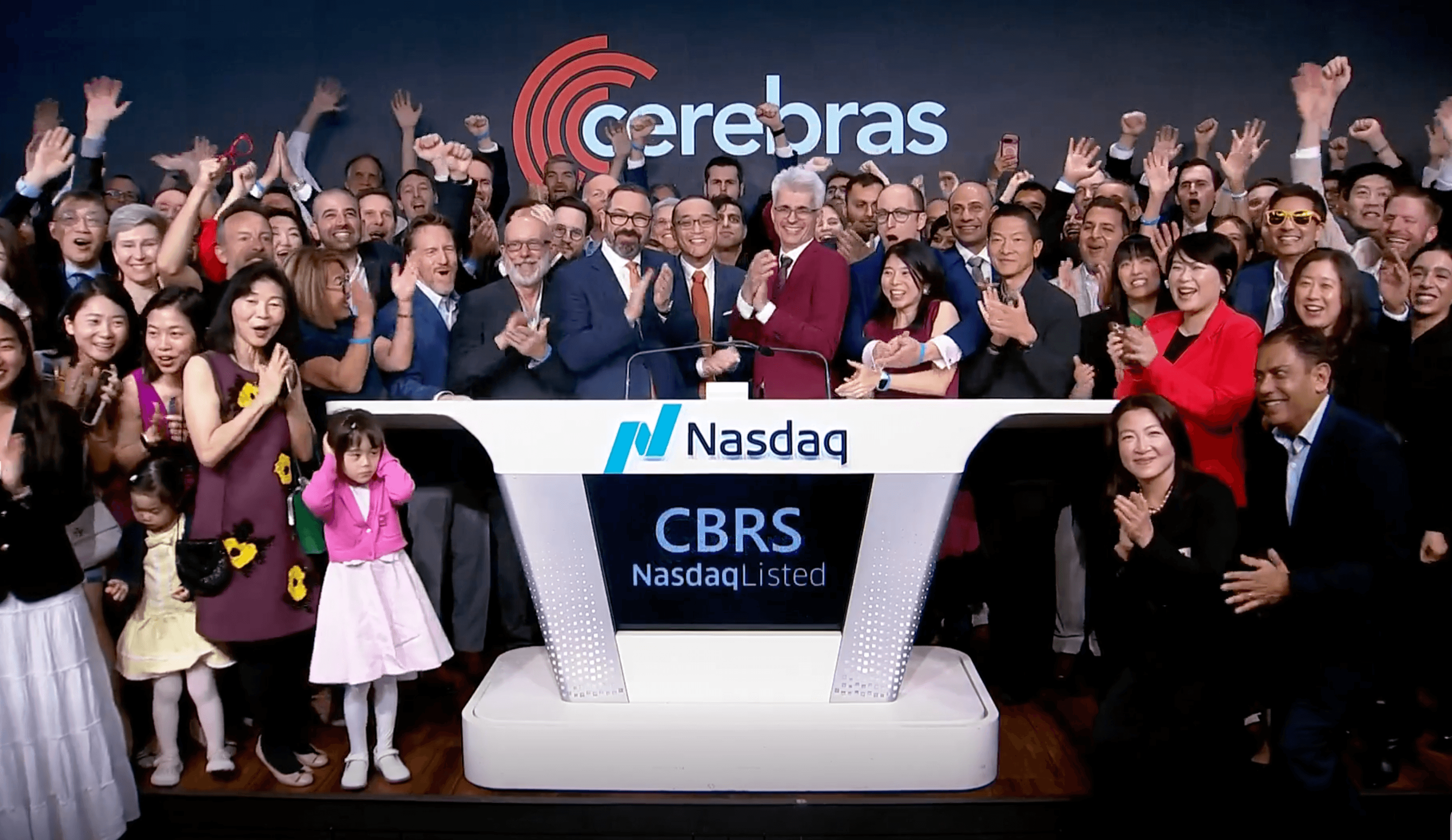 Cerebras Systems executives at the Nasdaq opening bell for their IPO